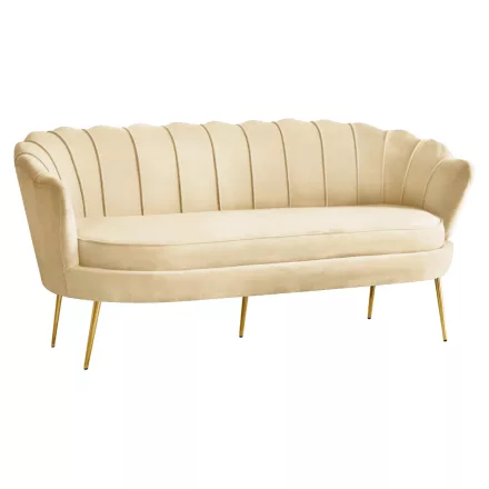 Luxus kanapé, 3 személyes, bézs Velvet szövet/arany, Art-deco, NOBLEO TYP 2