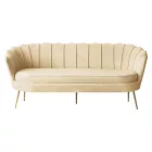 Luxus kanapé, 3 személyes, bézs Velvet szövet/arany, Art-deco, NOBLEO TYP 2