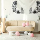 Luxus kanapé, 3 személyes, bézs Velvet szövet/arany, Art-deco, NOBLEO TYP 2