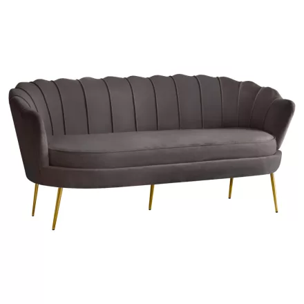 Luxus kanapé, 3 személyes, szürkésbarna Velvet szövet/arany, Art-deco, NOBLEO TYP 2