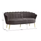 Luxus kanapé, 3 személyes, szürkésbarna Velvet szövet/arany, Art-deco, NOBLEO TYP 2