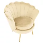 Art-deco stílusú fotel, bézs Velvet szövet/gold arany króm, NOBLEO
