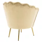Art-deco stílusú fotel, bézs Velvet szövet/gold arany króm, NOBLEO