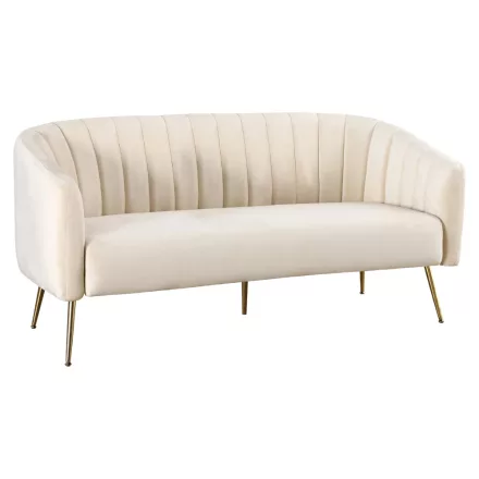 Design 3-as ülés kanapé, bézs Velvet szövet/gold króm-arany, BAGY