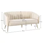 Design 3-as ülés kanapé, bézs Velvet szövet/gold króm-arany, BAGY