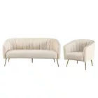 Design 3-as ülés kanapé, bézs Velvet szövet/gold króm-arany, BAGY