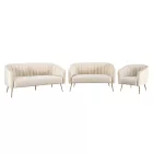 Design 3-as ülés kanapé, bézs Velvet szövet/gold króm-arany, BAGY