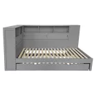 Ágy polcokkal és pótággyal, szürke, 90x200, LENDON