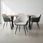 Dizájnos fotel, zöld/világosszürke melír/fekete, KATRIEL
