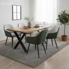 Dizájnos fotel, zöld/világosszürke melír/fekete, KATRIEL